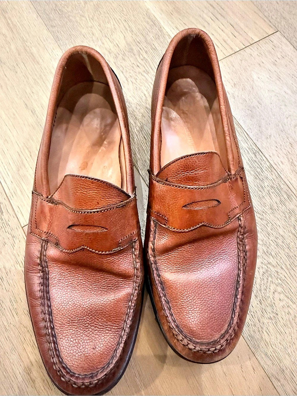 Florsheim Men’s 9E Brown Leather Penny Loafers Moc Toe Dress Shoes Wide
